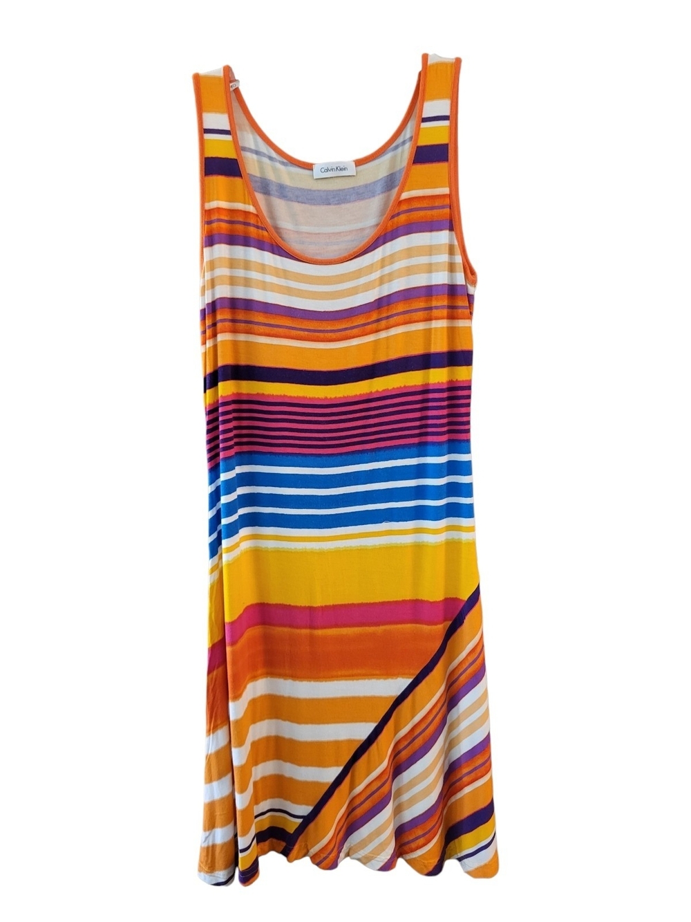 Vintage Calvin Klein Multicolor Striped Scoop Neck Tank Dress - Size S*